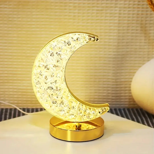 CrystalLume | Elegante und Tragbare Kristall-Mond-Tischlampe