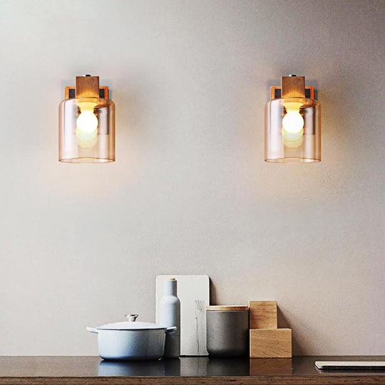 AmberBeam | Wandleuchte aus warmem Holz und Glas1