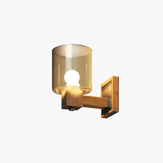 AmberBeam | Wandleuchte aus warmem Holz und Glas4