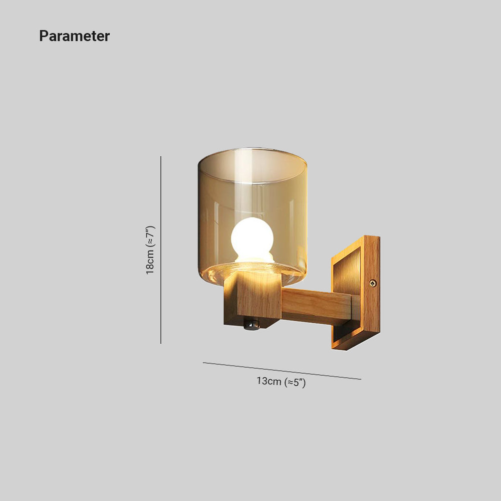 AmberBeam | Wandleuchte aus warmem Holz und Glas5