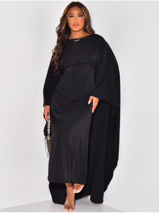 Amelie | Damen Satin Langarmkleid | Maxi3