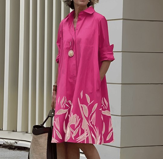 Antonia | Damen Langarm BlusenKleid | Midi13