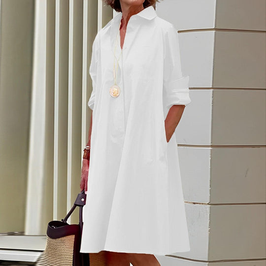 Antonia | Damen Langarm BlusenKleid | Midi9