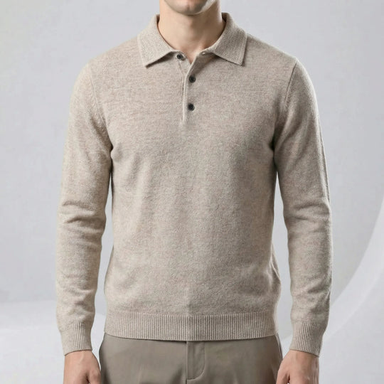Aurelin - Langarm Polohemd Slim Fit Sand Decorique.de