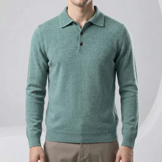 Aurelin - Langarm Polohemd Slim Fit Grün Decorique.de