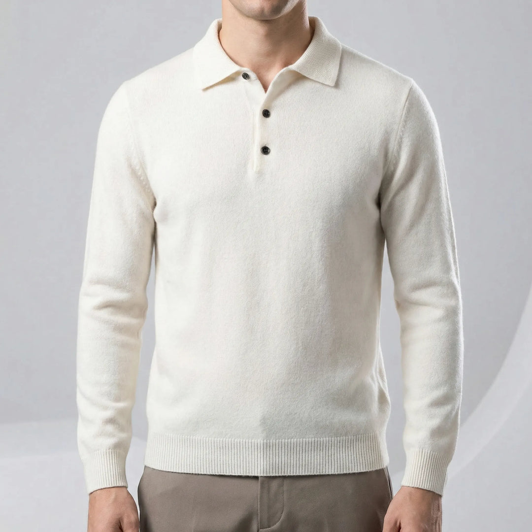 Aurelin - Langarm Polohemd Slim Fit Weiß Decorique.de