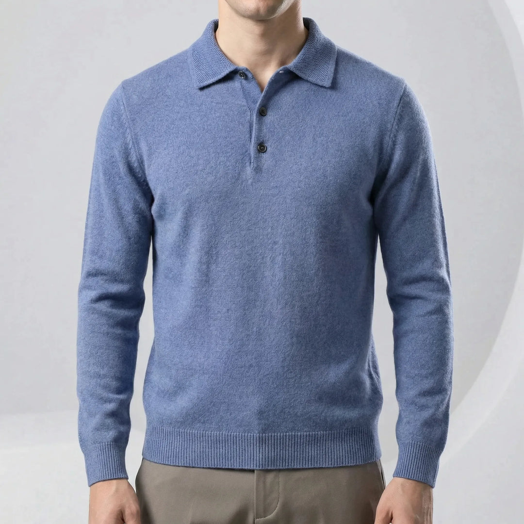 Aurelin - Langarm Polohemd Slim Fit Blau Decorique.de