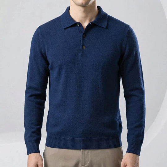 Aurelin - Langarm Polohemd Slim Fit Marineblau Decorique.de