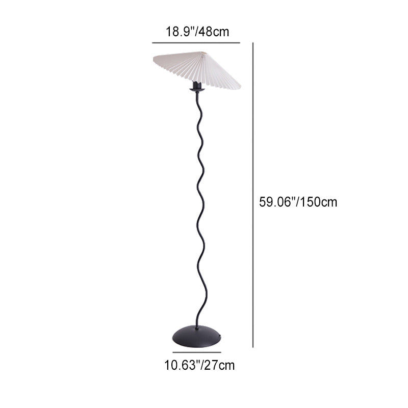 KasaGlow | Traditionelle japanische Stoff-Eisen-Regenschirm 1-Licht Stehlampe