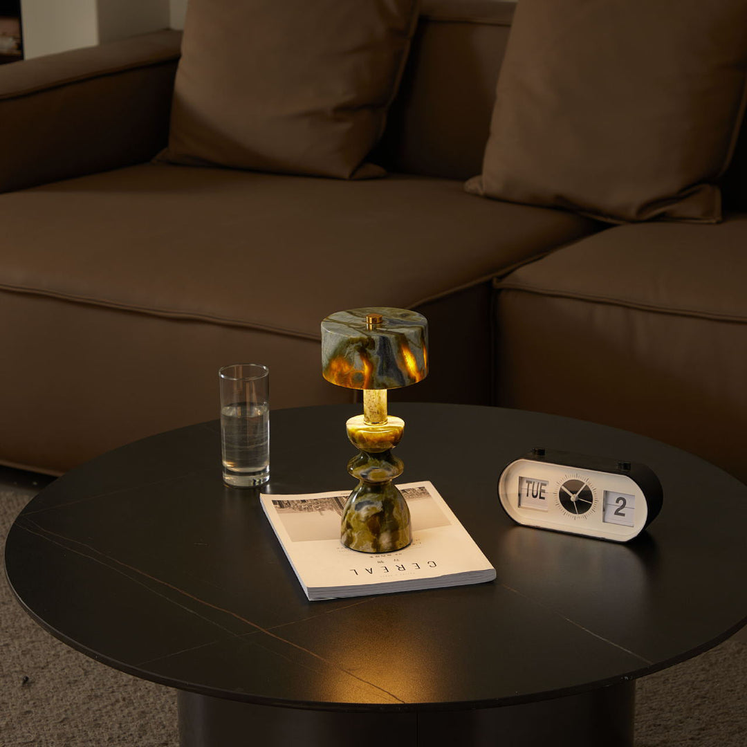 LumaMarble | Moderne Minimalistische Aluminium Marmor USB LED Tischlampe