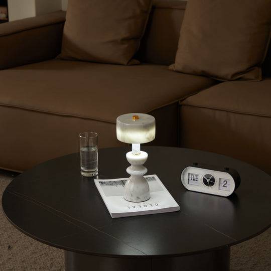 LumaMarble | Moderne Minimalistische Aluminium Marmor USB LED Tischlampe