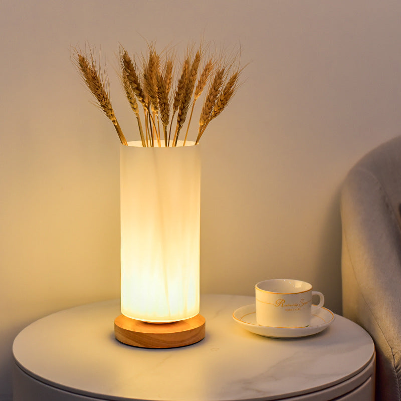 NordLumen | Skandi Zylinderlampe aus Holz & Glas