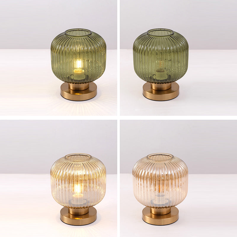 StripeGlow | Skandinavische Glas-Zylinderlampe fürs Schlafzimmer