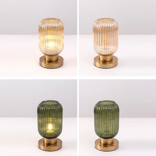 StripeGlow | Skandinavische Glas-Zylinderlampe fürs Schlafzimmer