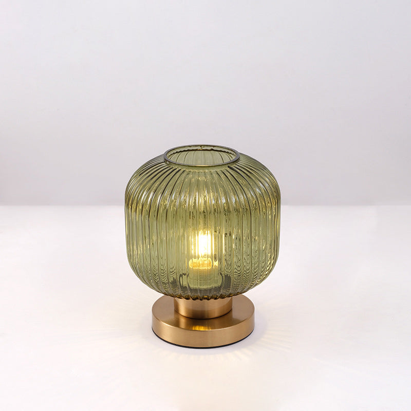 StripeGlow | Skandinavische Glas-Zylinderlampe fürs Schlafzimmer