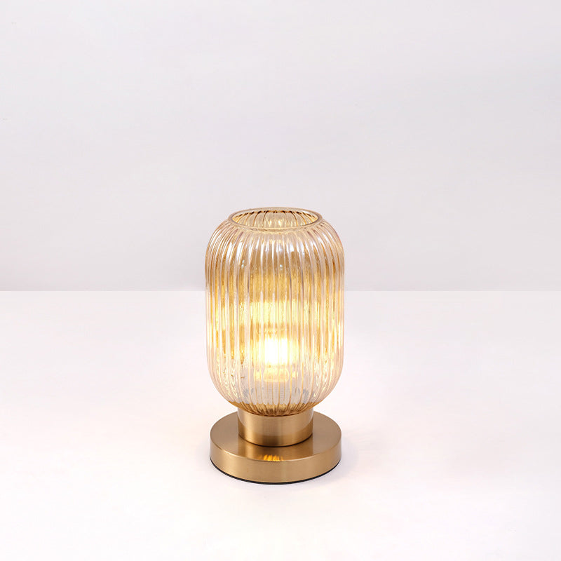 StripeGlow | Skandinavische Glas-Zylinderlampe fürs Schlafzimmer