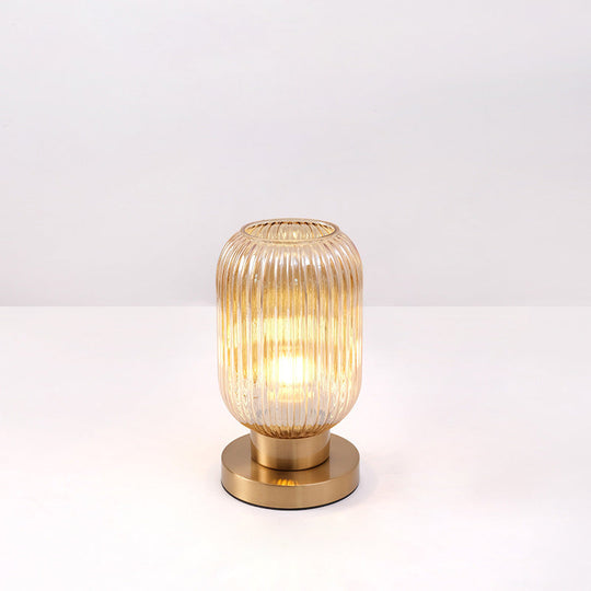 StripeGlow | Skandinavische Glas-Zylinderlampe fürs Schlafzimmer