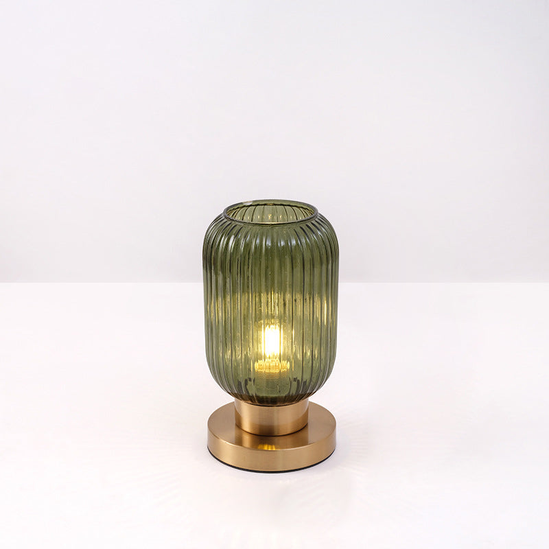 StripeGlow | Skandinavische Glas-Zylinderlampe fürs Schlafzimmer