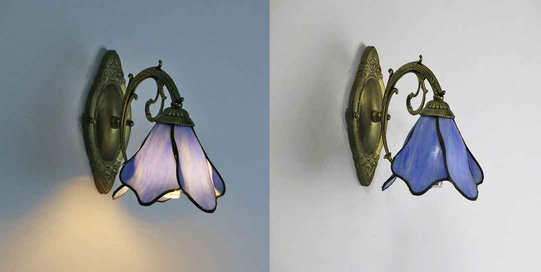 GleamPetals | Vintage Glasblüten-Leuchte im Tiffany-Stil