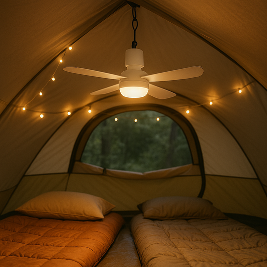BreezeFlow | Kabelloser Deckenventilator – Leise & LED-Licht