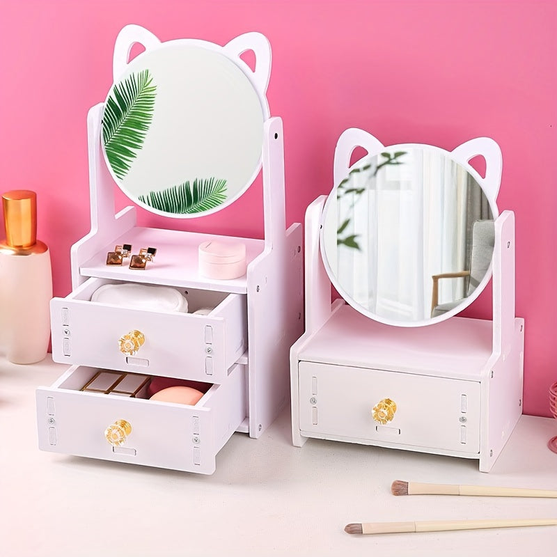 MeowGlow | Katzenohr Make-up-Spiegel mit Stauraum