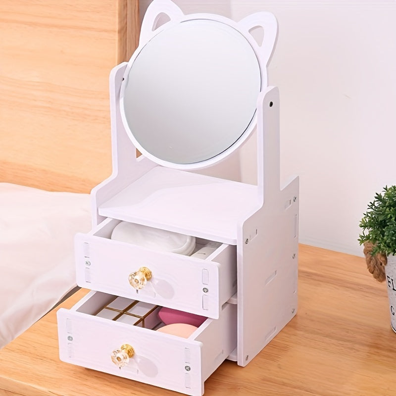 MeowGlow | Katzenohr Make-up-Spiegel mit Stauraum