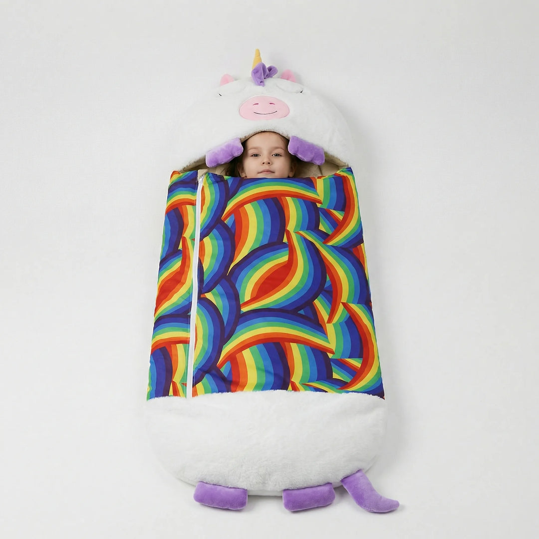 Cuddlio - Kinder Schlafsack Kuscheltier Kombination Weißes Einhorn Decorique.de