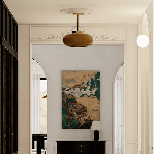 RetroSphere | Deckenlampe – Warme Ausstrahlung mit Orangem Glas