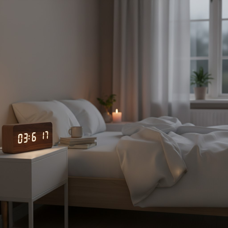 TimeWood | Digitale Holzuhr mit LED-Anzeige, Lautlos-Funktion & modernem Design