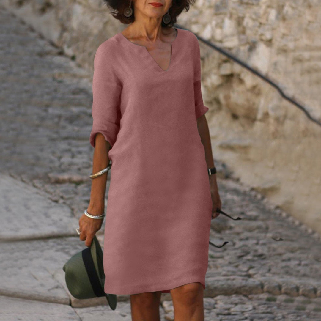 Elena | Luftiges Leinenkleid mit V-Ausschnitt | Damen8
