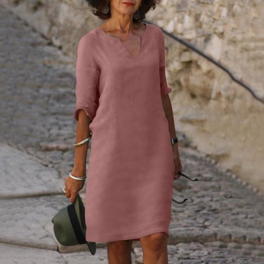 Elena | Luftiges Leinenkleid mit V-Ausschnitt | Damen8