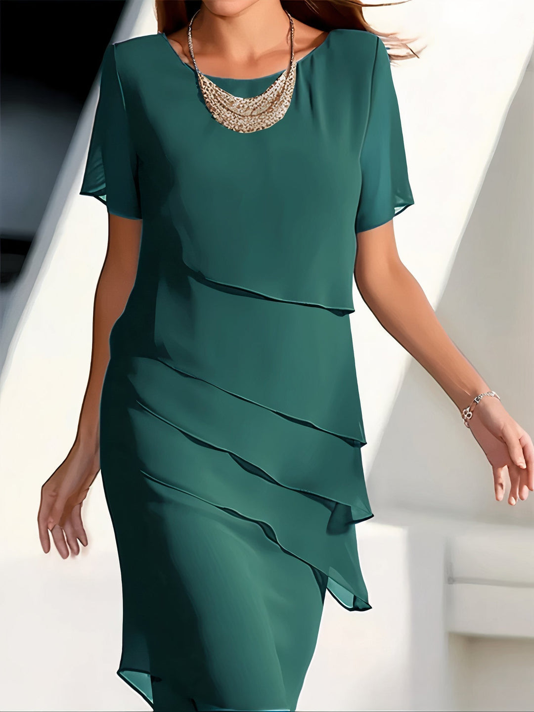 Freida | Damen Elegante Schlankmachendekleid | Midi4