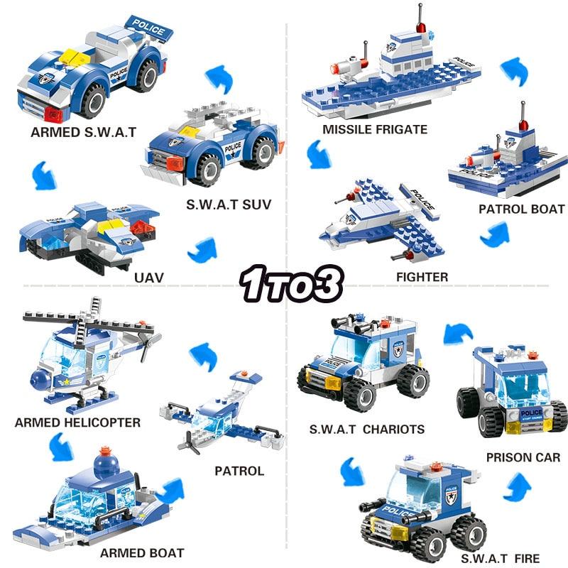 BlockForce | 8-in-1 Polizei LKW – SWAT Bauklötze für Kinder