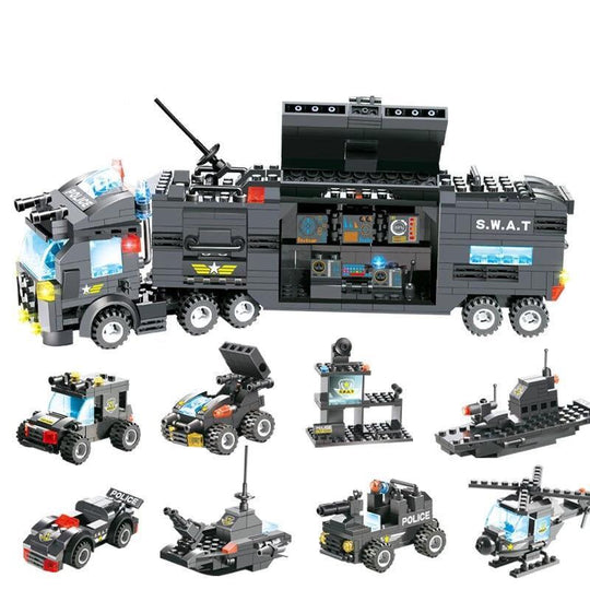 BlockForce | 8-in-1 Polizei LKW – SWAT Bauklötze für Kinder