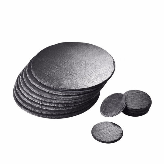 SlateSet | 16 Stück Runde Naturschiefer-Untersetzer und Platzsets
