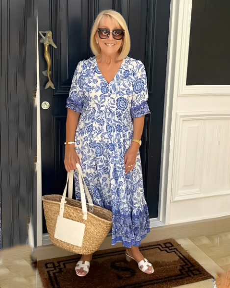Hannah | Bohème Kleid mit V-Ausschnitt und Blumendruck2