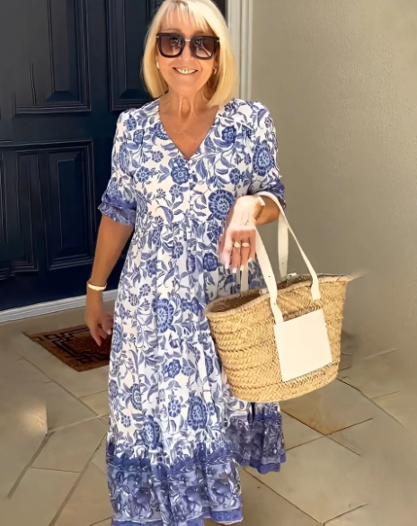 Hannah | Bohème Kleid mit V-Ausschnitt und Blumendruck3