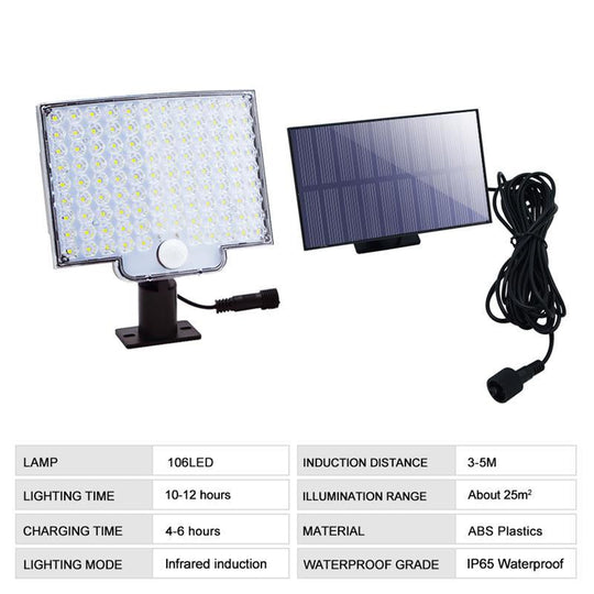 SunSecure | 106 LED Solar Außenleuchte mit Bewegungsmelder