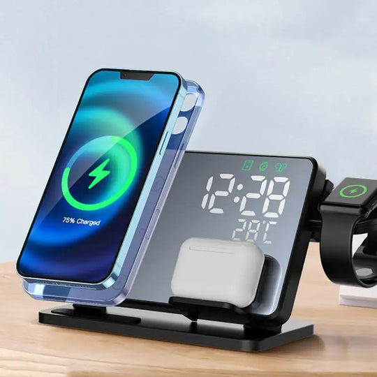 PowerNest | Elegante 3-in-1 Ladestation mit Wecker für Apple Geräte