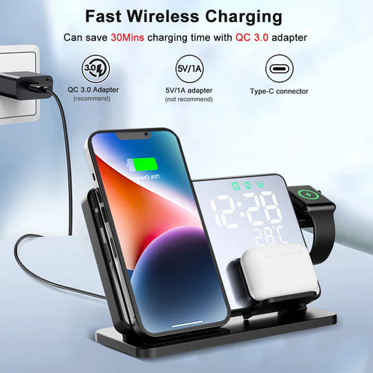 PowerNest | Elegante 3-in-1 Ladestation mit Wecker für Apple Geräte