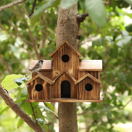 FeatherHome | Wetterfestes Holz-Vogelhaus für Wildvögel