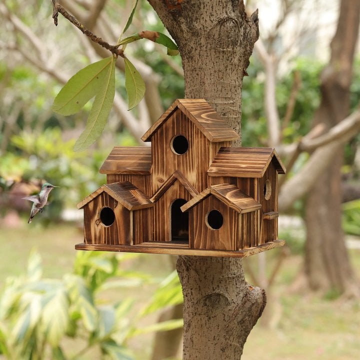 FeatherHome | Wetterfestes Holz-Vogelhaus für Wildvögel