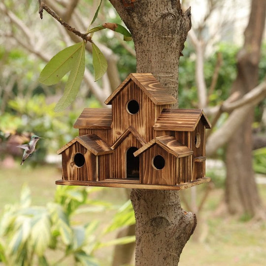 FeatherHome | Wetterfestes Holz-Vogelhaus für Wildvögel