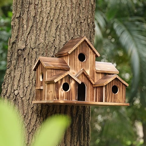 FeatherHome | Wetterfestes Holz-Vogelhaus für Wildvögel