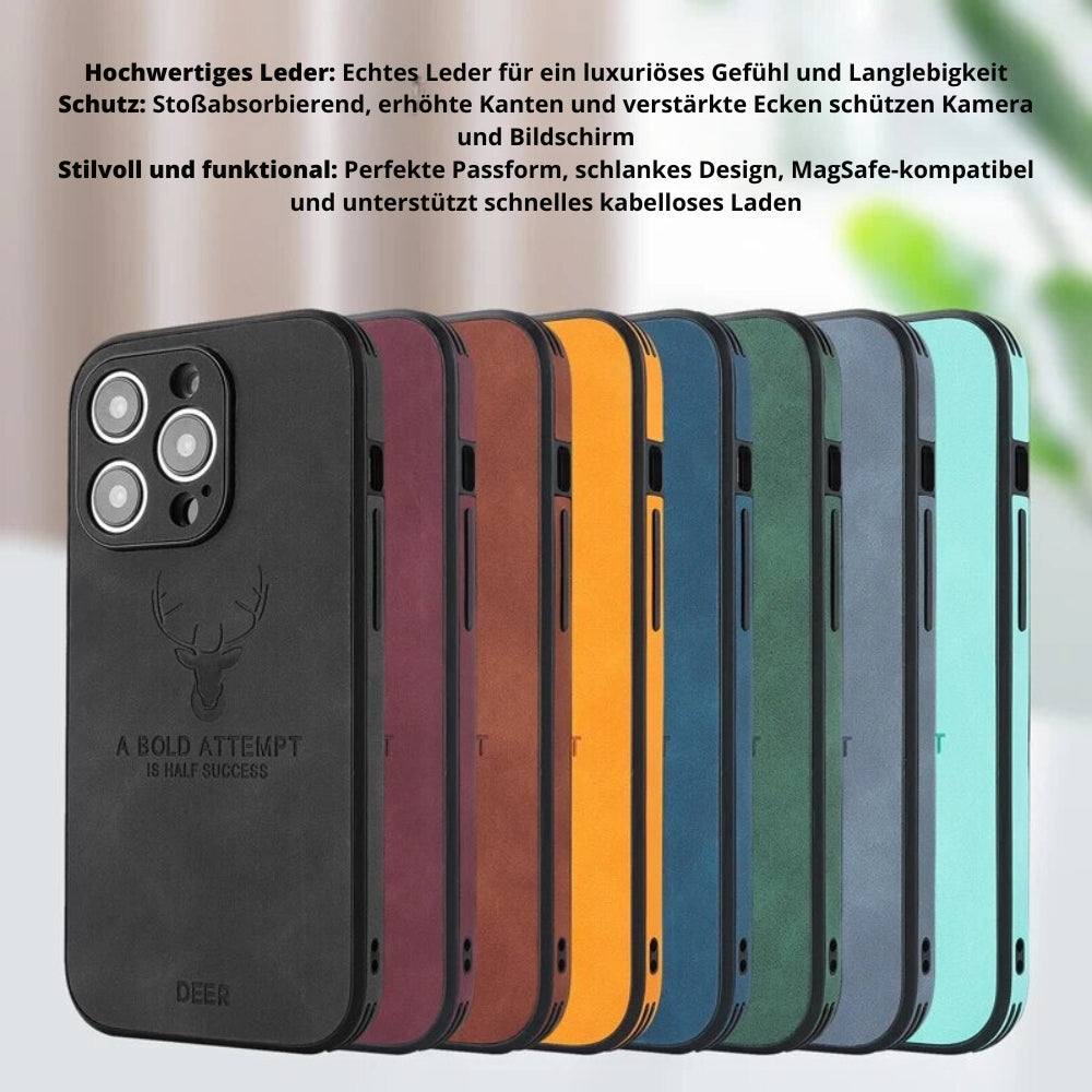 PrimeGuard | Leder iPhone Tasche - Luxuriöser stoßfester Schutz