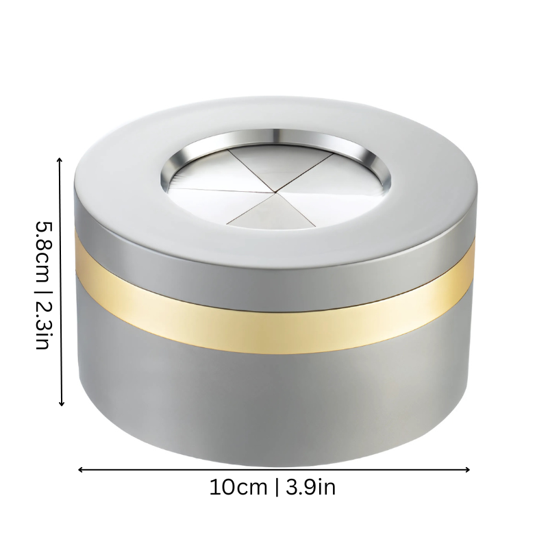 AshSafe | Windresistenter Edelstahl-Aschenbecher mit Drehdeckel
