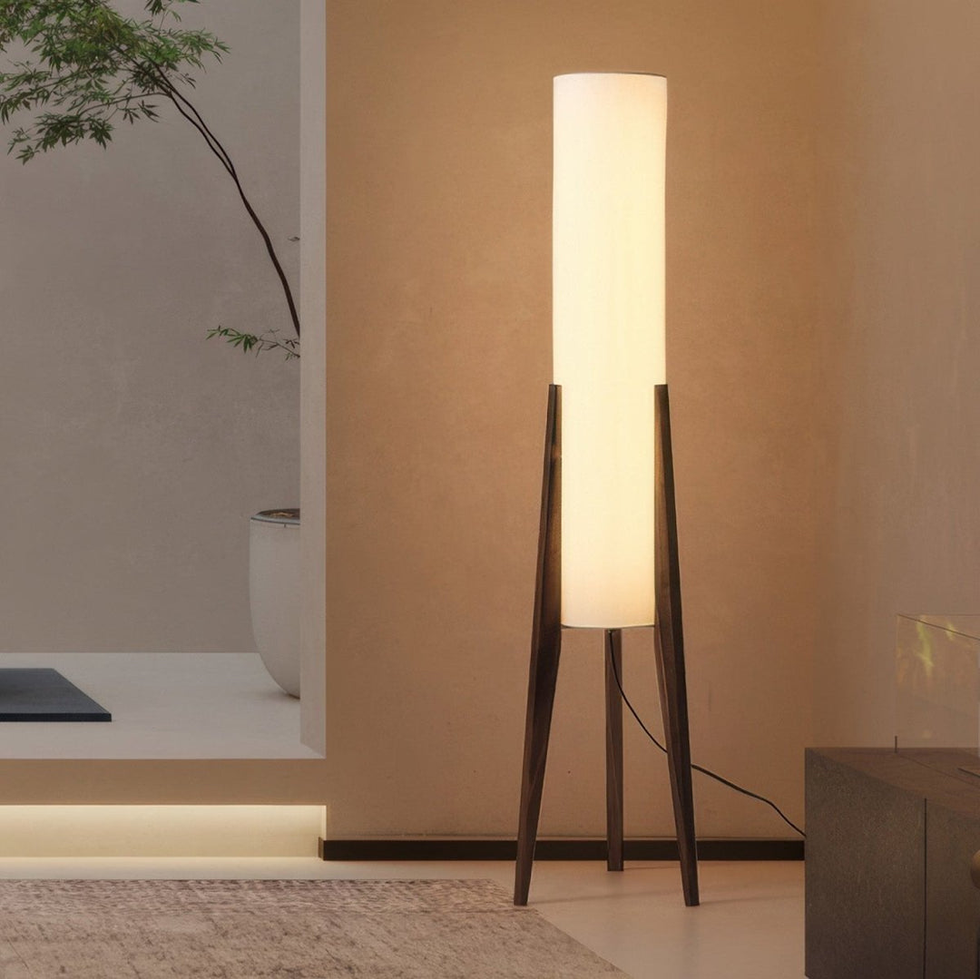 ArborLuxe | Walnuss Stehlampe Massivholz Kunstlampe