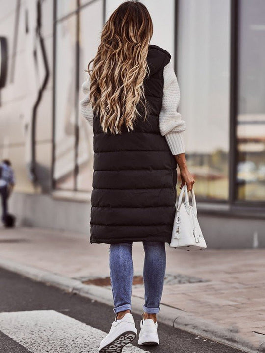 Viona | Figurbetonte Steppweste in Knielänge | Damenmode