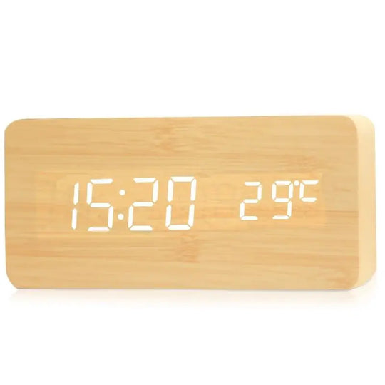 TimeWood | Digitale Holzuhr mit LED-Anzeige, Lautlos-Funktion & modernem Design