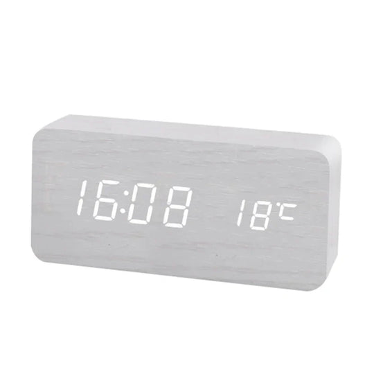 TimeWood | Digitale Holzuhr mit LED-Anzeige, Lautlos-Funktion & modernem Design